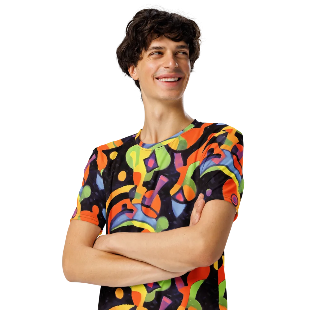 Neon Symphony on Men's Crew Neck T-Shirt — Left Front
