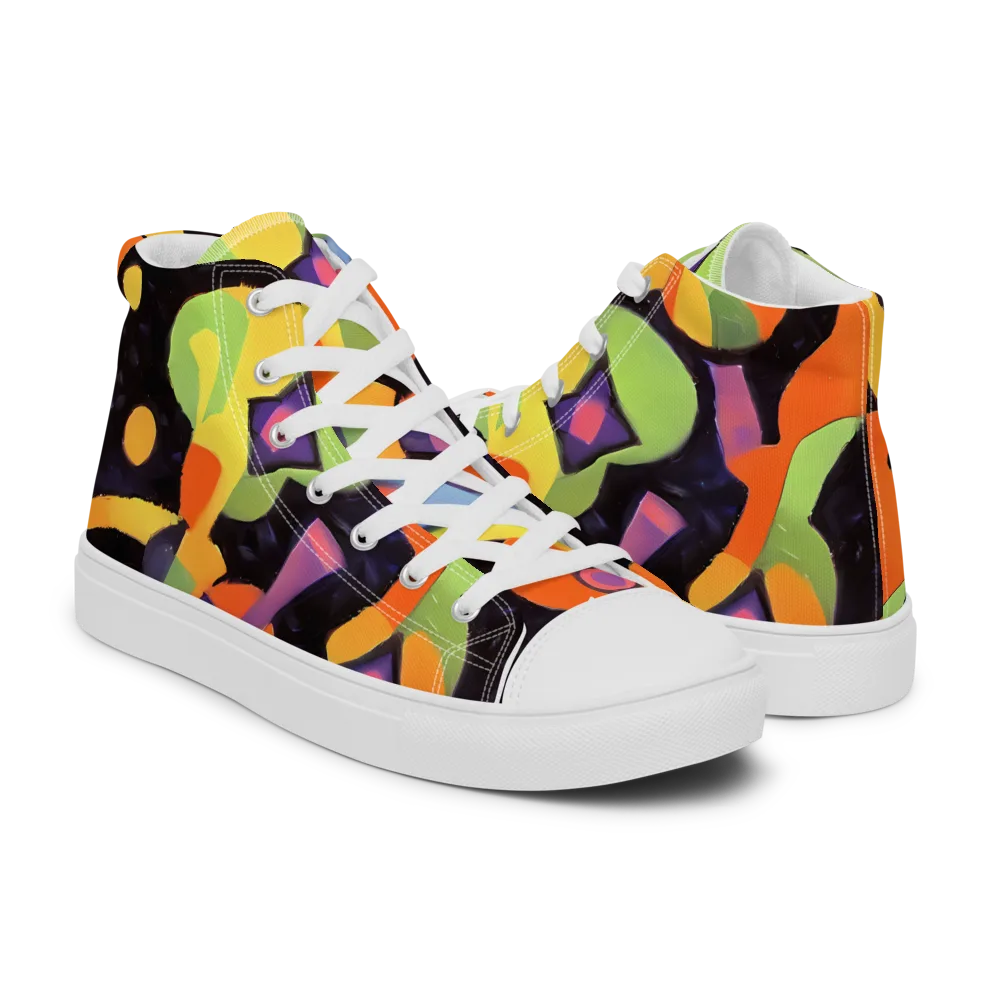 Neon Symphony on Men's High Top Canvas Shoes — Right