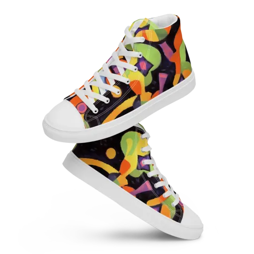 Neon Symphony on a Men's High Top Canvas Shoes