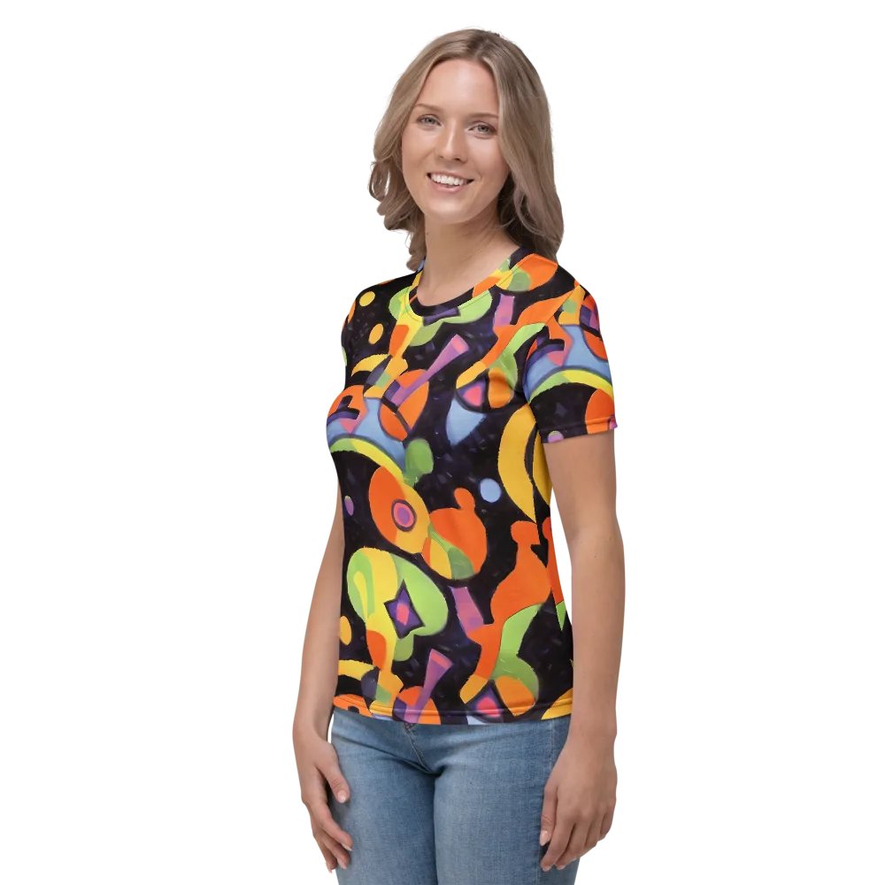 Neon Symphony on Women's Crew Neck T-Shirt — Left
