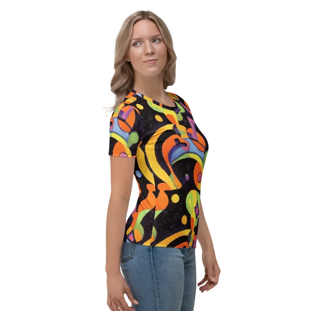 Neon Symphony on Women's Crew Neck T-Shirt — Right