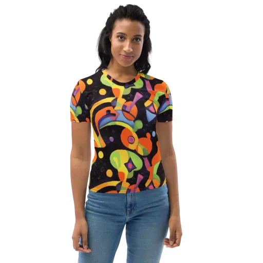 Neon Symphony on a Women's Crew Neck T-Shirt