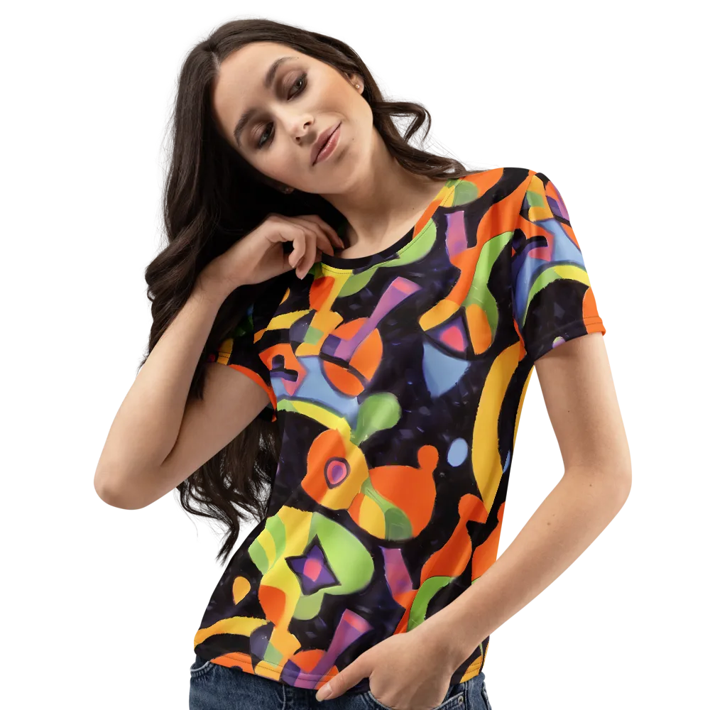 Neon Symphony on Women's Crew Neck T-Shirt — Left Front