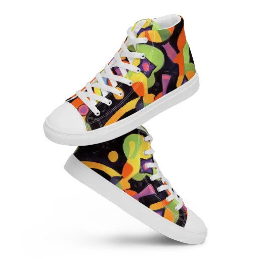 Neon Symphony on a Women's High Top Canvas Shoes
