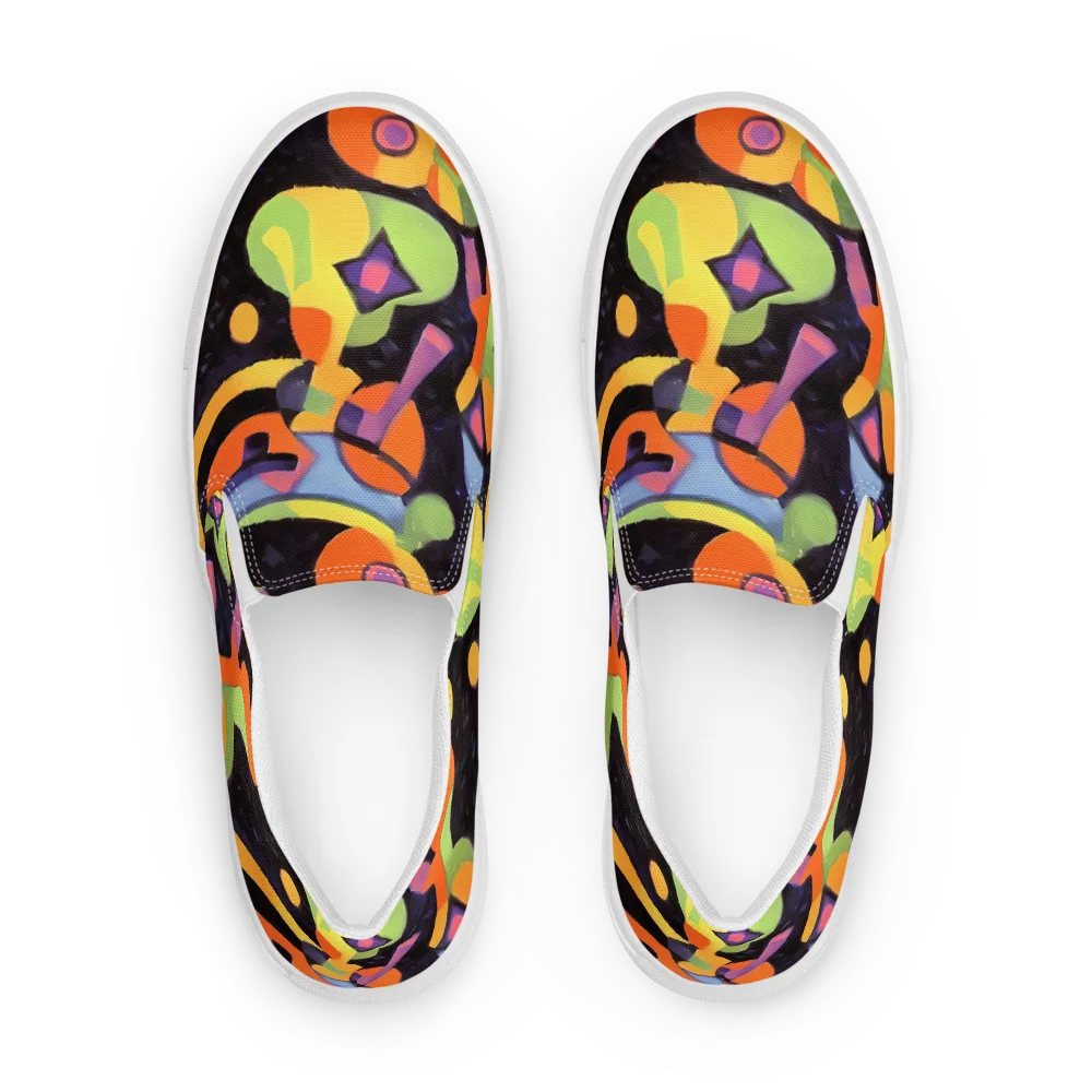 Neon Symphony on Men's Slip-On Canvas Shoes — Front