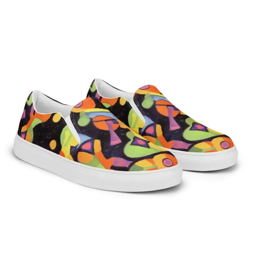 Neon Symphony on a Men's Slip-On Canvas Shoes