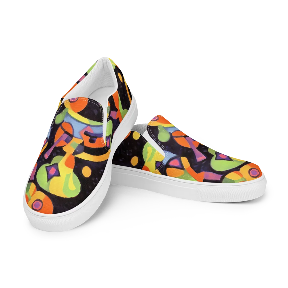 Neon Symphony on Men's Slip-On Canvas Shoes — Left Front