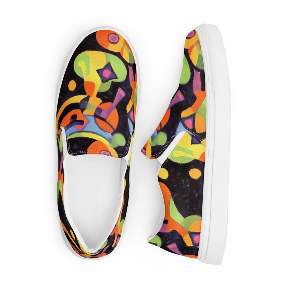 Neon Symphony on Men's Slip-On Canvas Shoes — Front