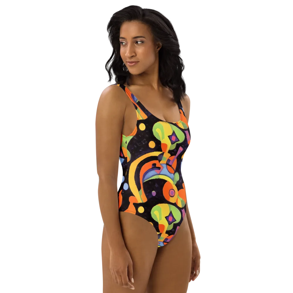 Neon Symphony on One-Piece Swimsuit — Right