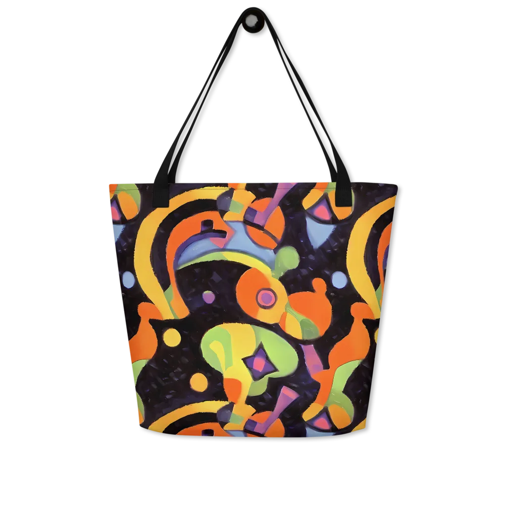 Neon Symphony on Large Tote Bag W/ Pocket — Front