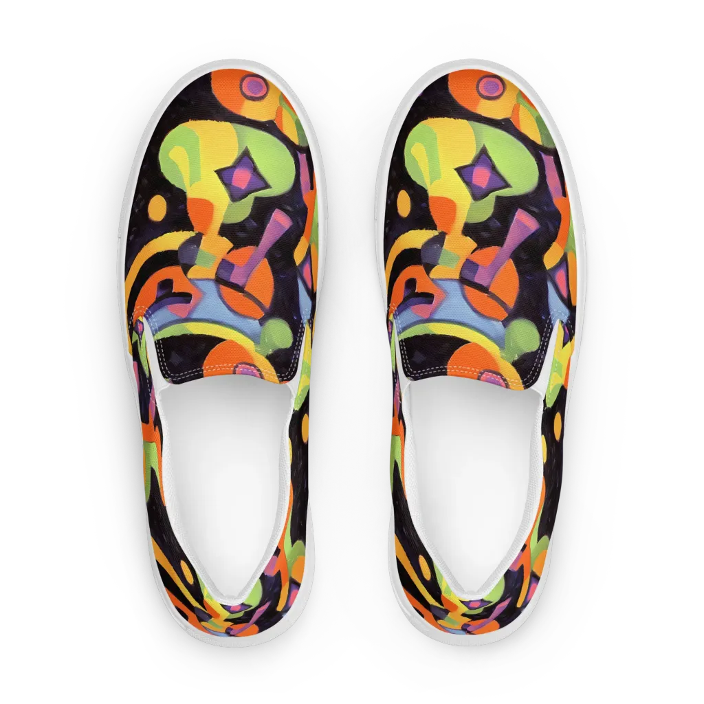 Neon Symphony on Women's Slip-On Canvas Shoes — Front