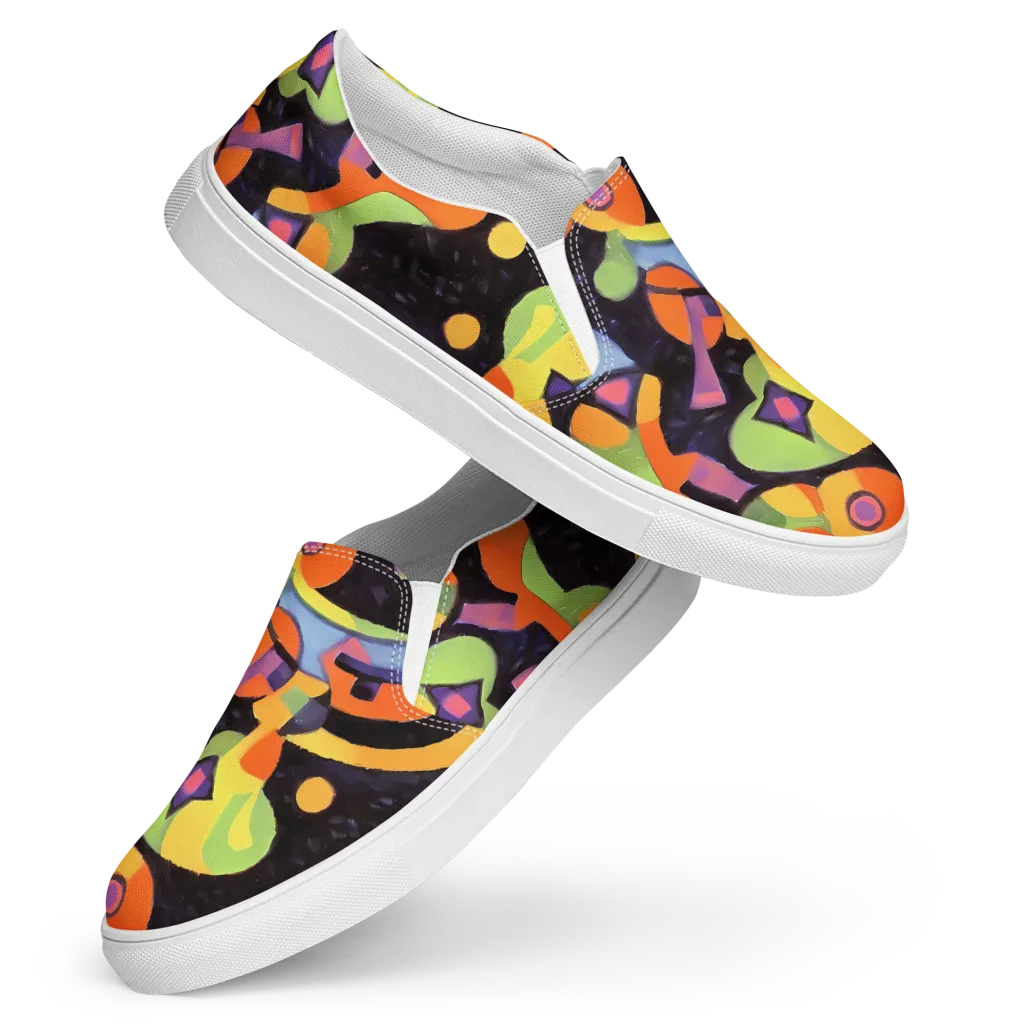 Neon Symphony on Women's Slip-On Canvas Shoes — Front