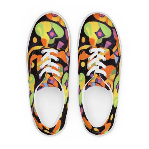 Neon Symphony on a Men's Lace-Up Canvas Shoes