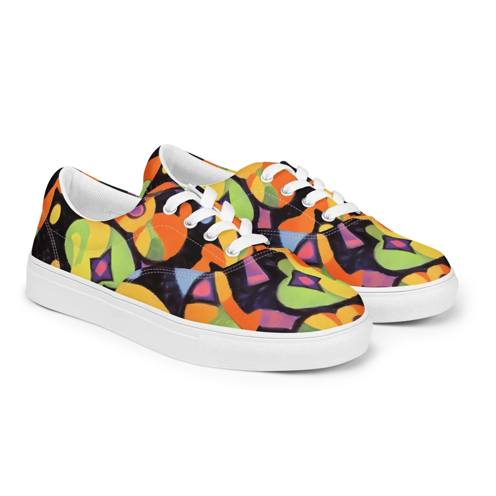 Neon Symphony on Men's Lace-Up Canvas Shoes — Right Front