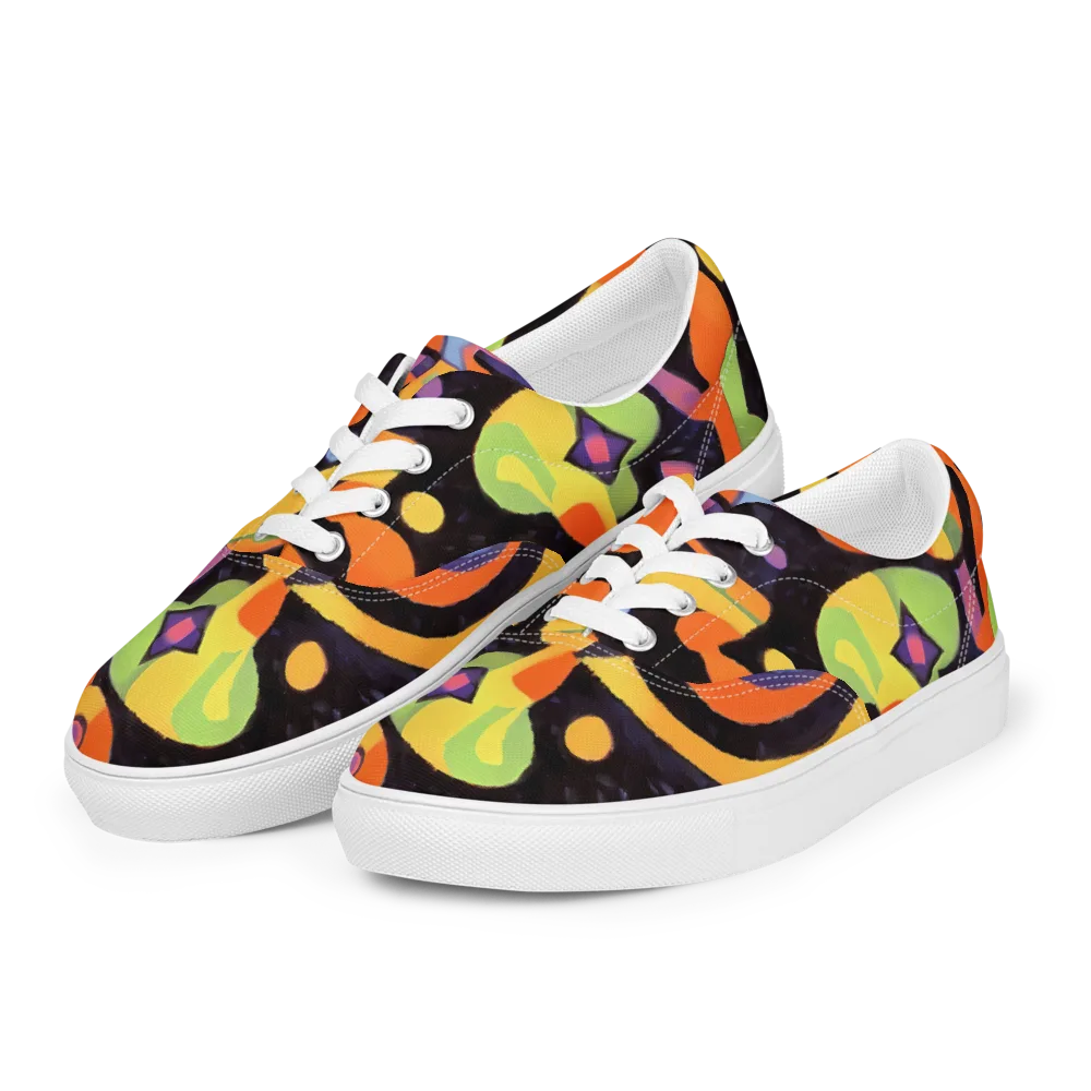 Neon Symphony on Men's Lace-Up Canvas Shoes — Left Front