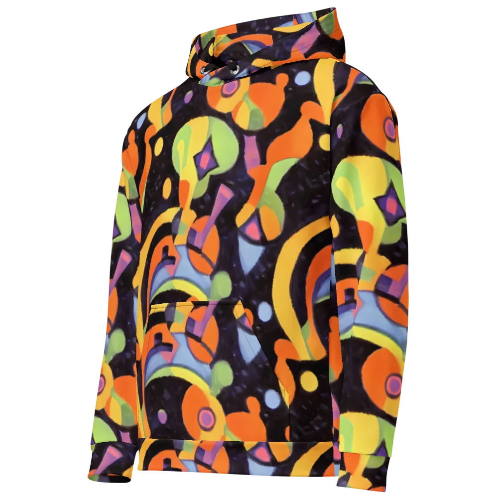 Neon Symphony on Cotton Hoodie — Left Front