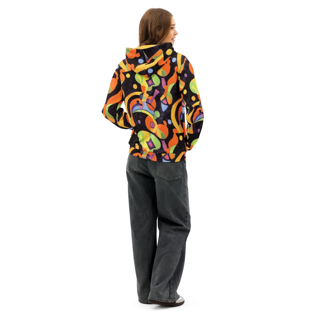 Neon Symphony on Cotton Hoodie — Back