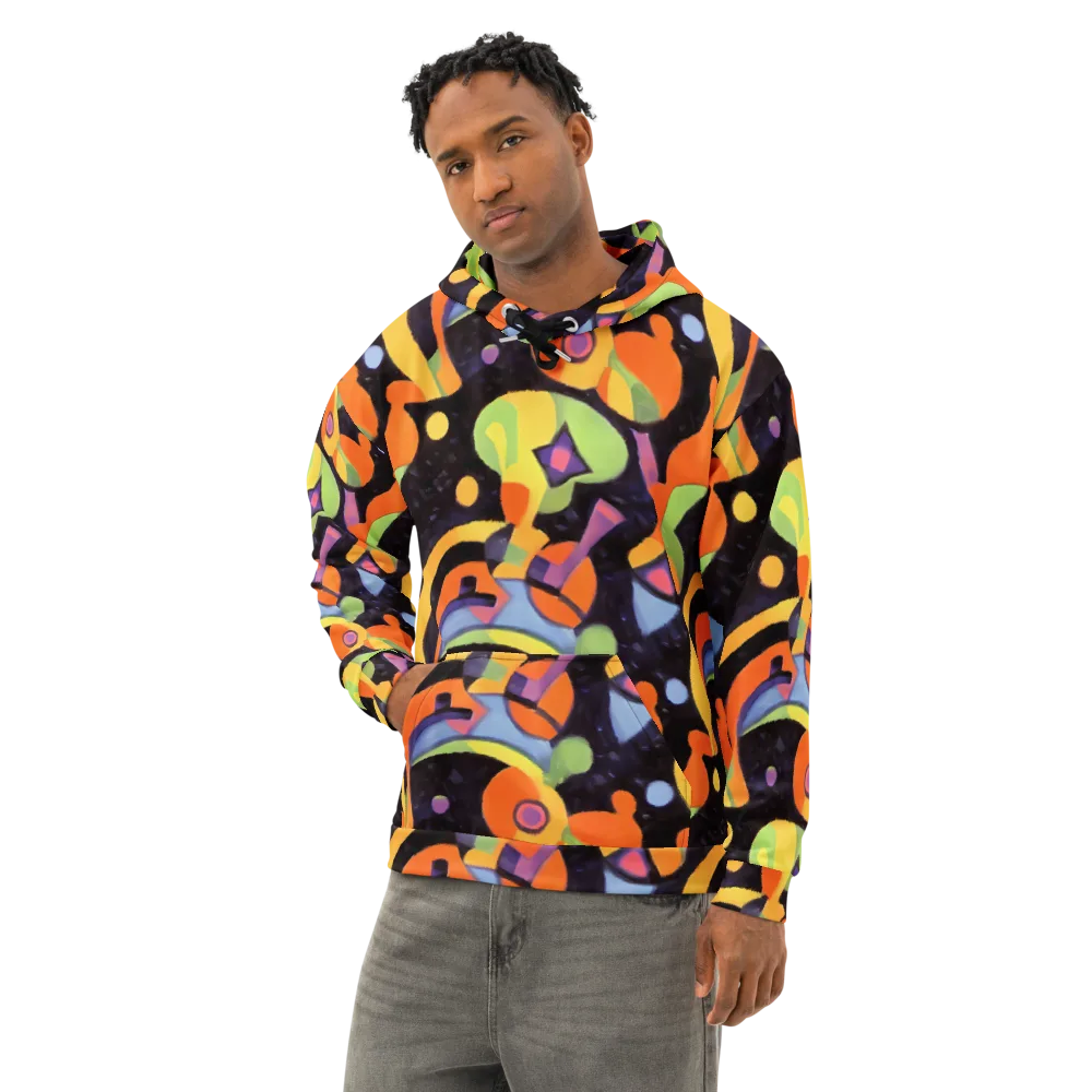 Neon Symphony on Cotton Hoodie — Left Front