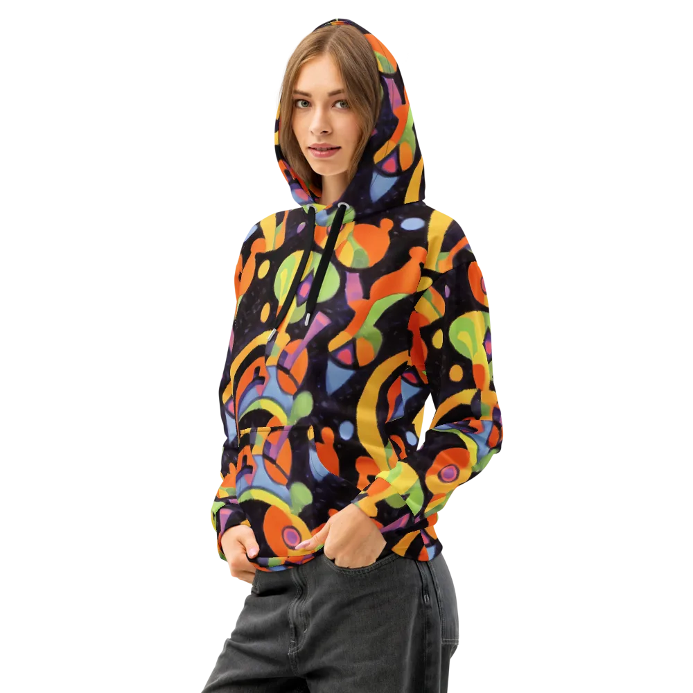 Neon Symphony on Cotton Hoodie — Left Front