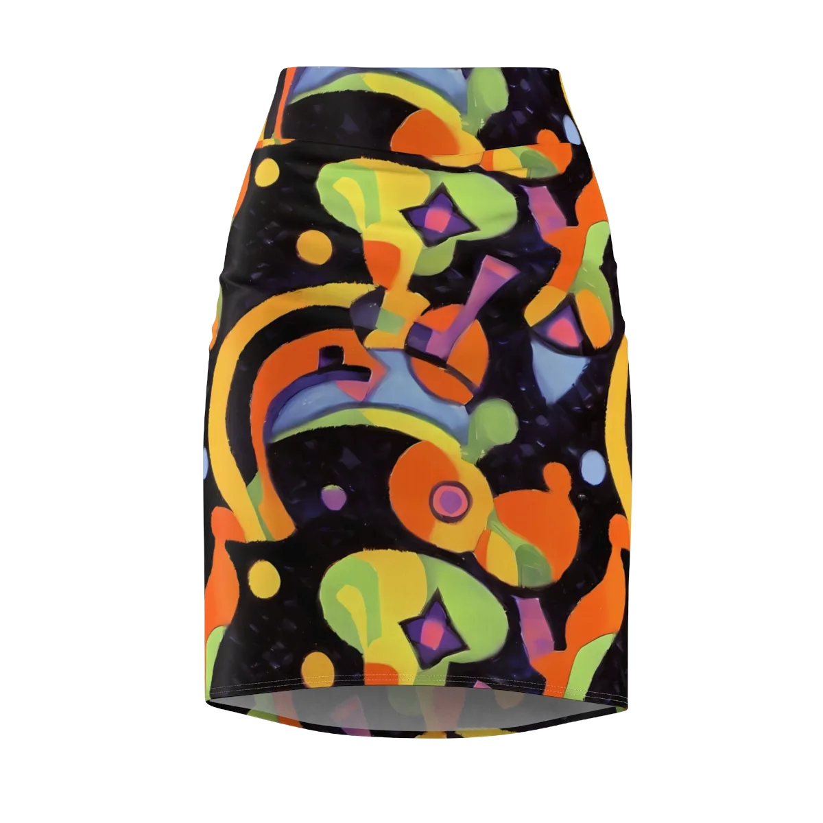 Neon Symphony on Pencil Skirt — Front