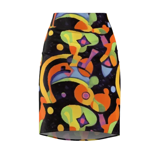 Neon Symphony on a Pencil Skirt