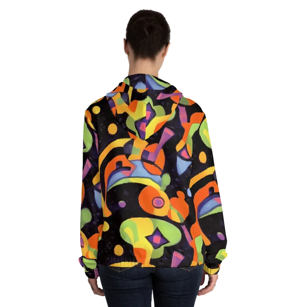 Neon Symphony on Women's Full-Zip Hoodie — Back On Person