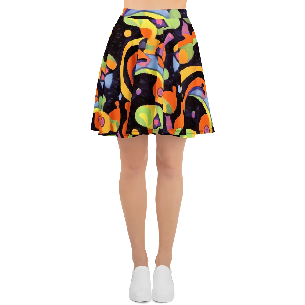 Neon Symphony on Skater Skirt — Front