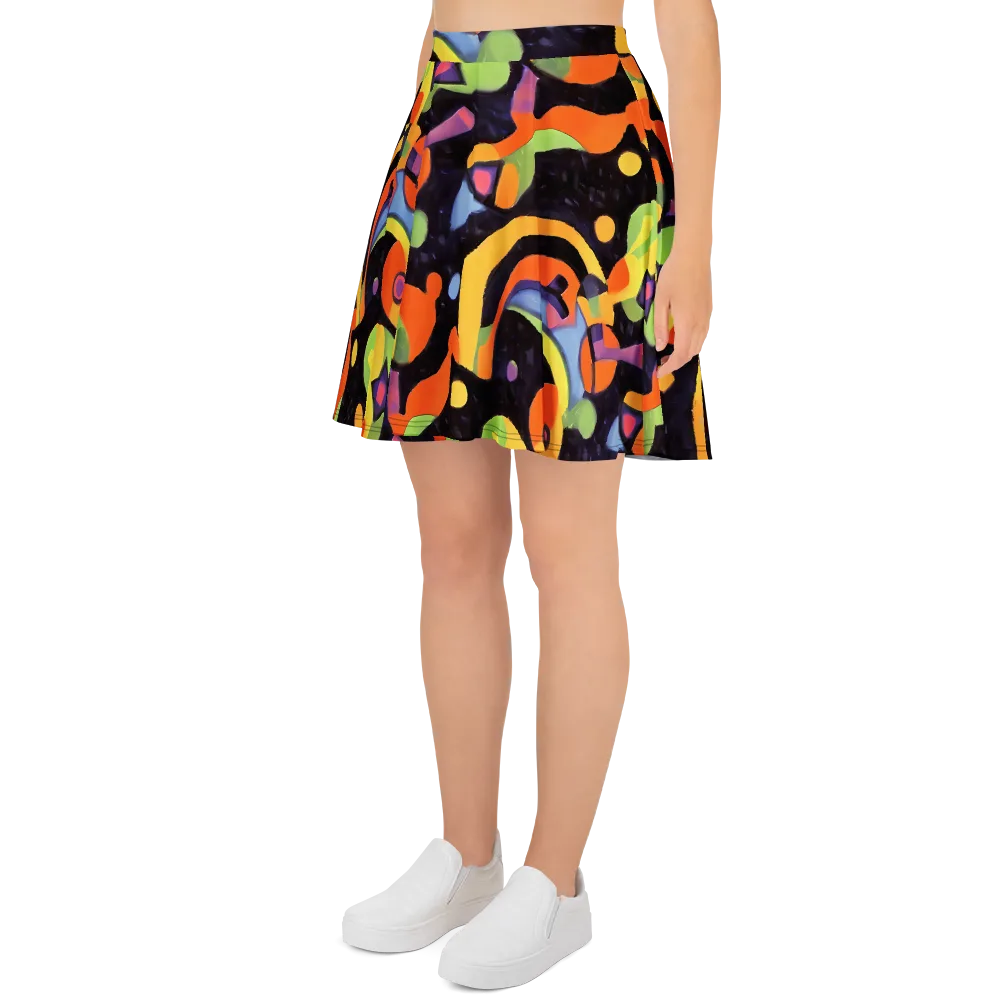 Neon Symphony on Skater Skirt — Left