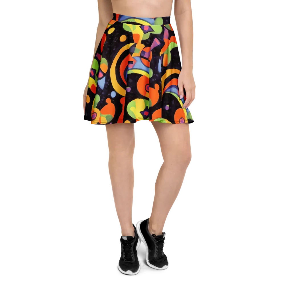 Neon Symphony on Skater Skirt — Front