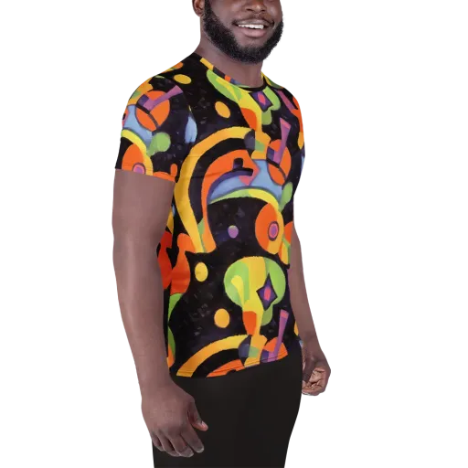 Neon Symphony on a Men's Athletic T-Shirt