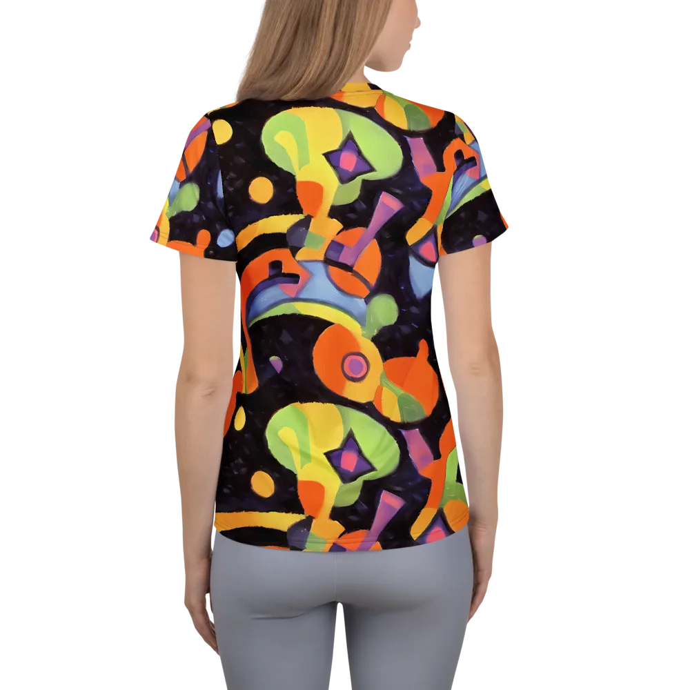 Neon Symphony on Women's Athletic T-Shirt — Back