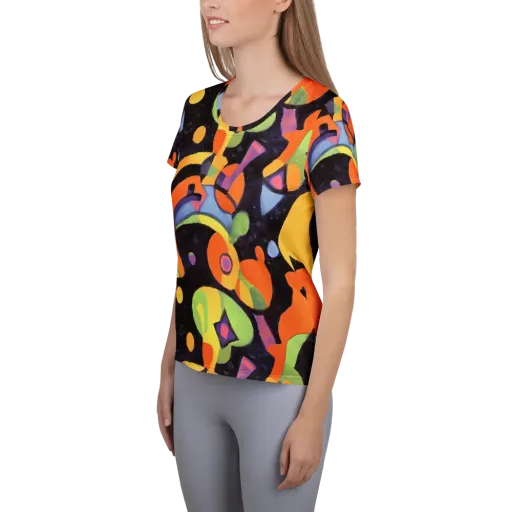 Neon Symphony on a Women's Athletic T-Shirt