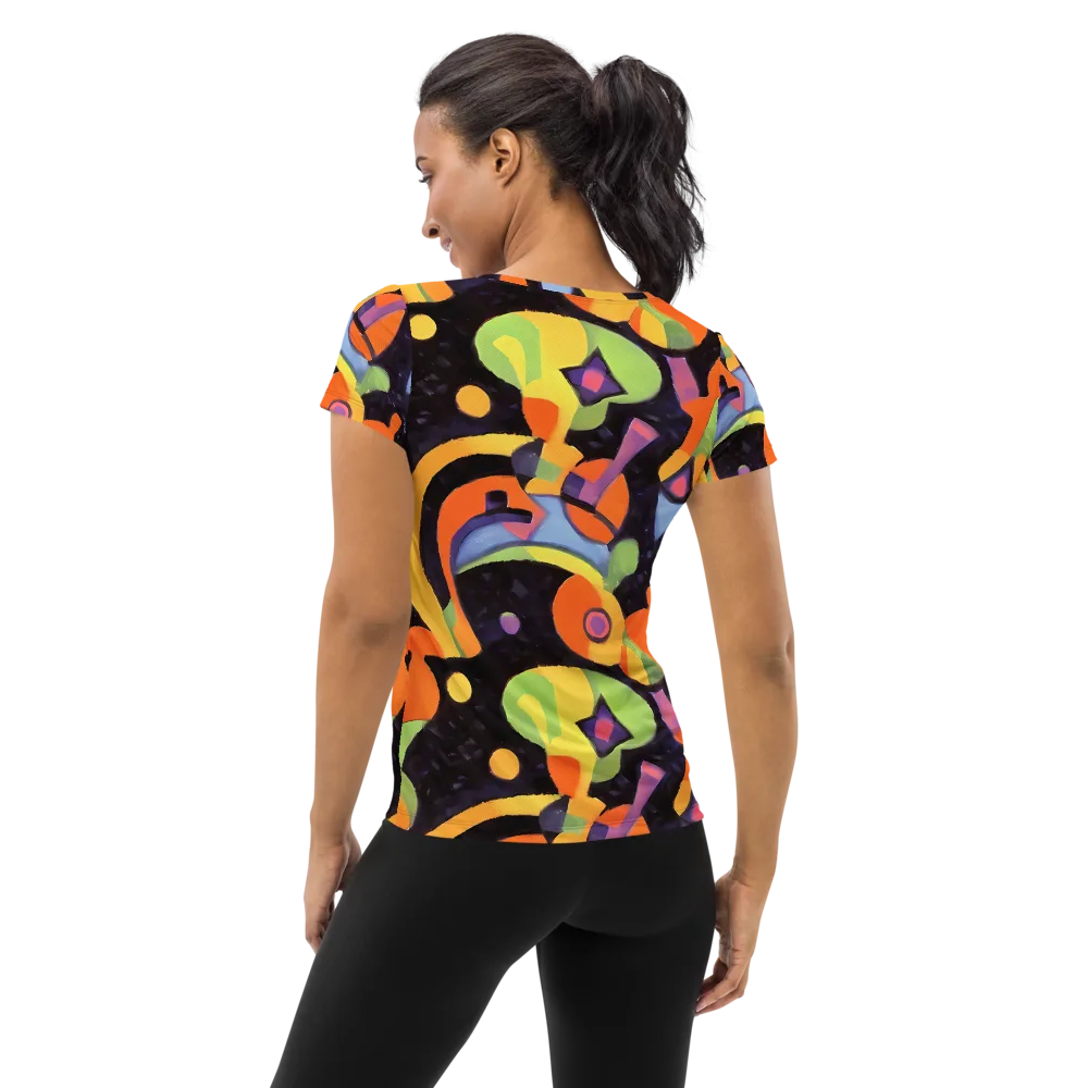 Neon Symphony on Women's Athletic T-Shirt — Back