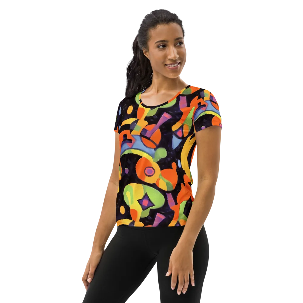 Neon Symphony on Women's Athletic T-Shirt — Left