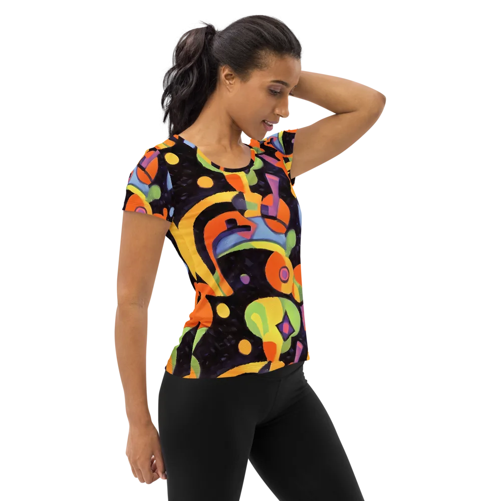 Neon Symphony on Women's Athletic T-Shirt — Right