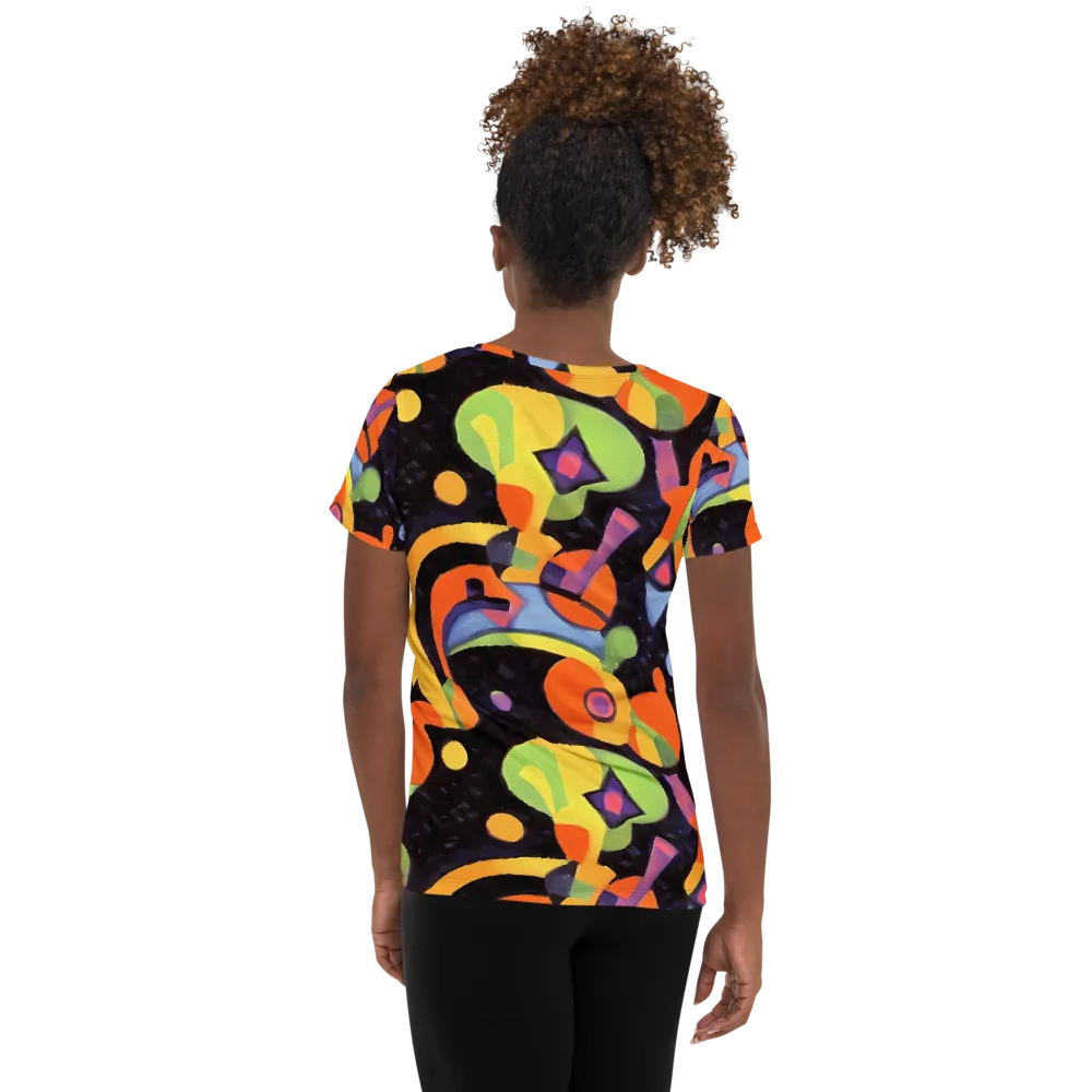 Neon Symphony on Women's Athletic T-Shirt — Back