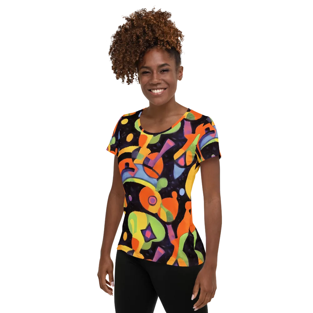 Neon Symphony on Women's Athletic T-Shirt — Left