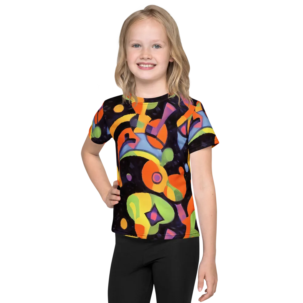 Neon Symphony on Kids Crew Neck T-Shirt — Front