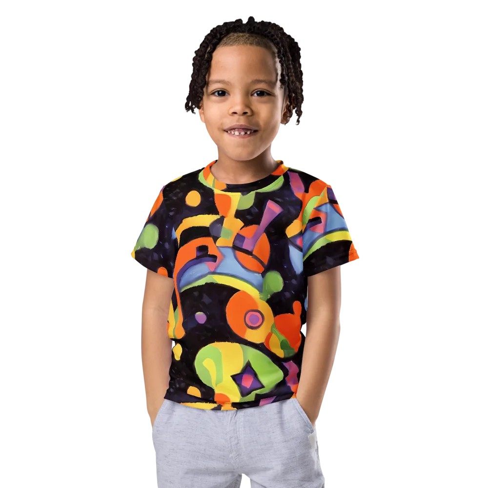 Neon Symphony on Kids Crew Neck T-Shirt — Front
