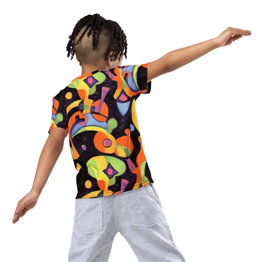Neon Symphony on Kids Crew Neck T-Shirt — Back