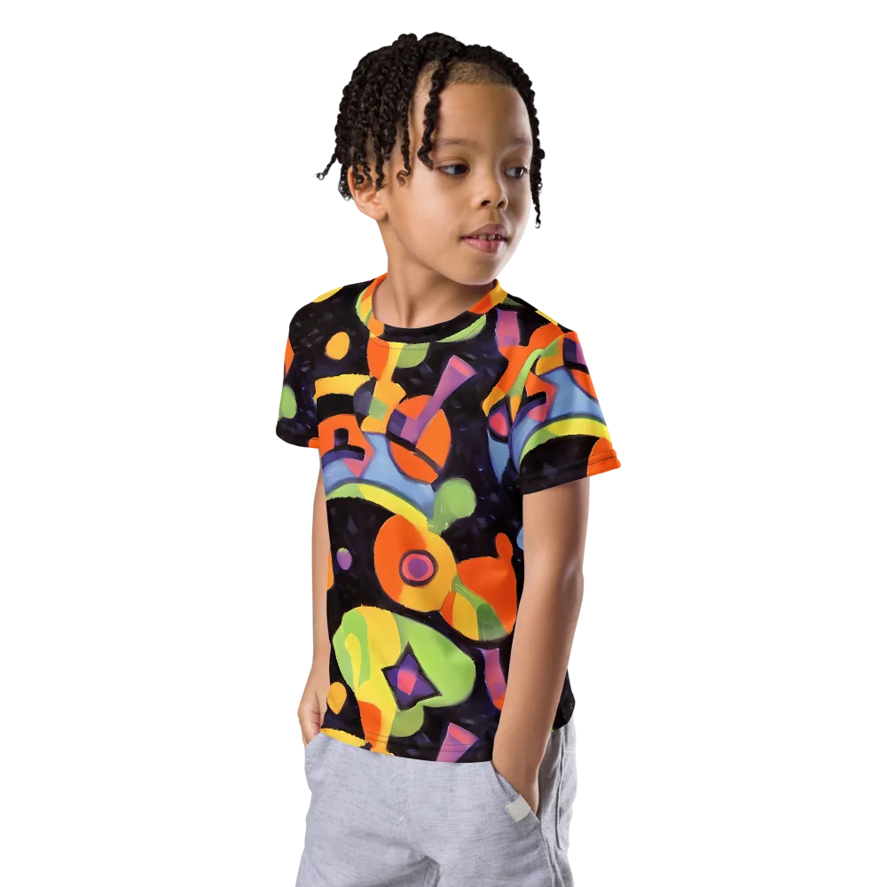 Neon Symphony on Kids Crew Neck T-Shirt — Left Front
