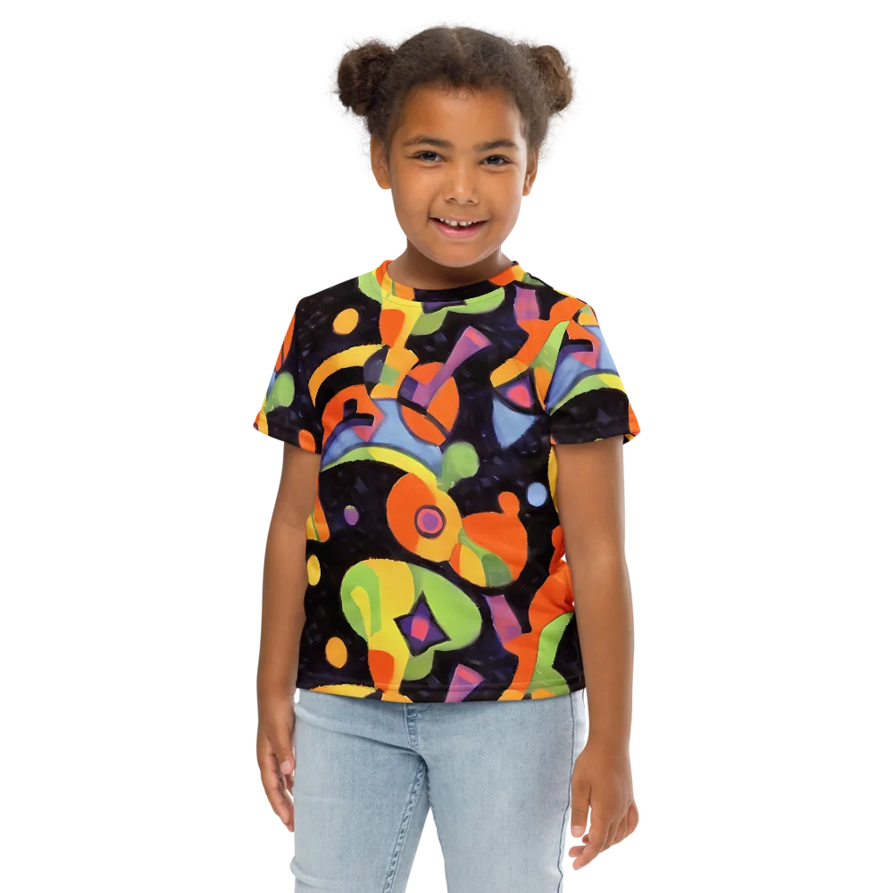 Neon Symphony on Kids Crew Neck T-Shirt — Front