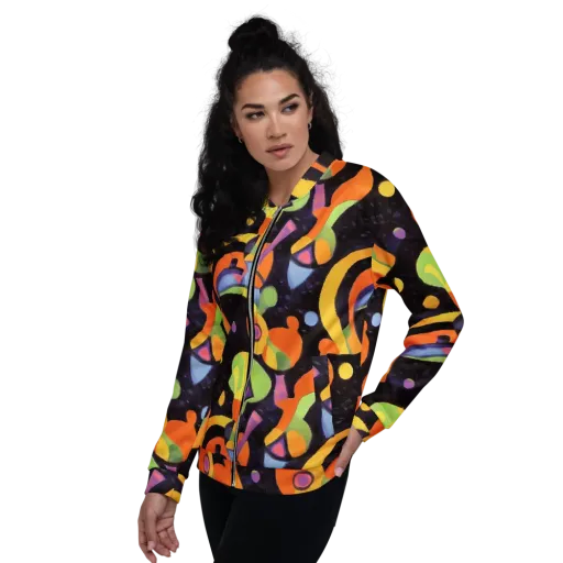 Neon Symphony on a Bomber Jacket