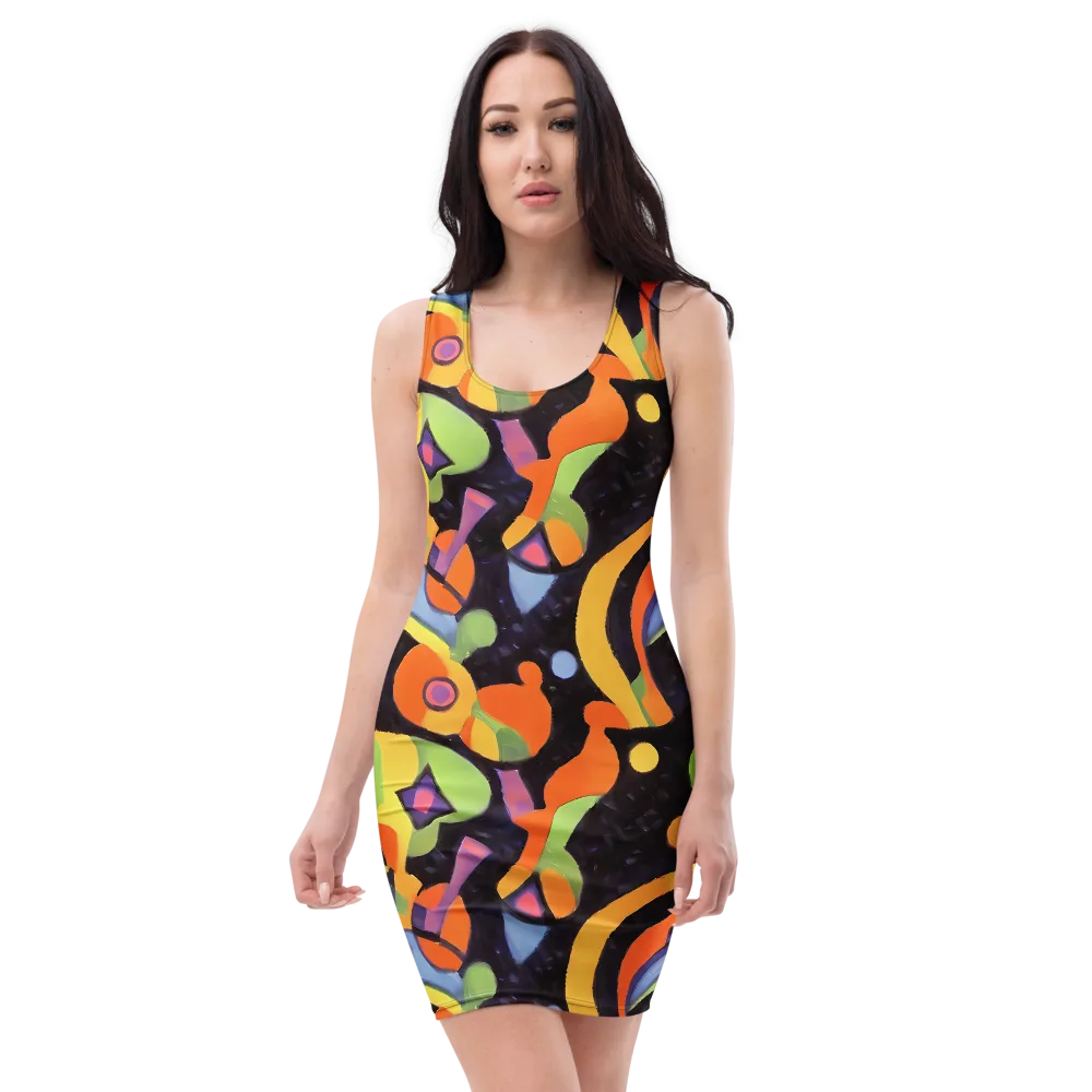 Neon Symphony on Bodycon Dress — Front