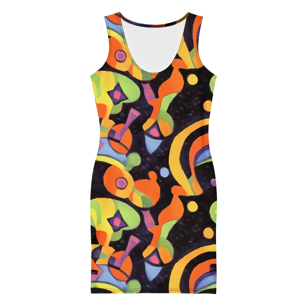 Neon Symphony on Bodycon Dress — Front