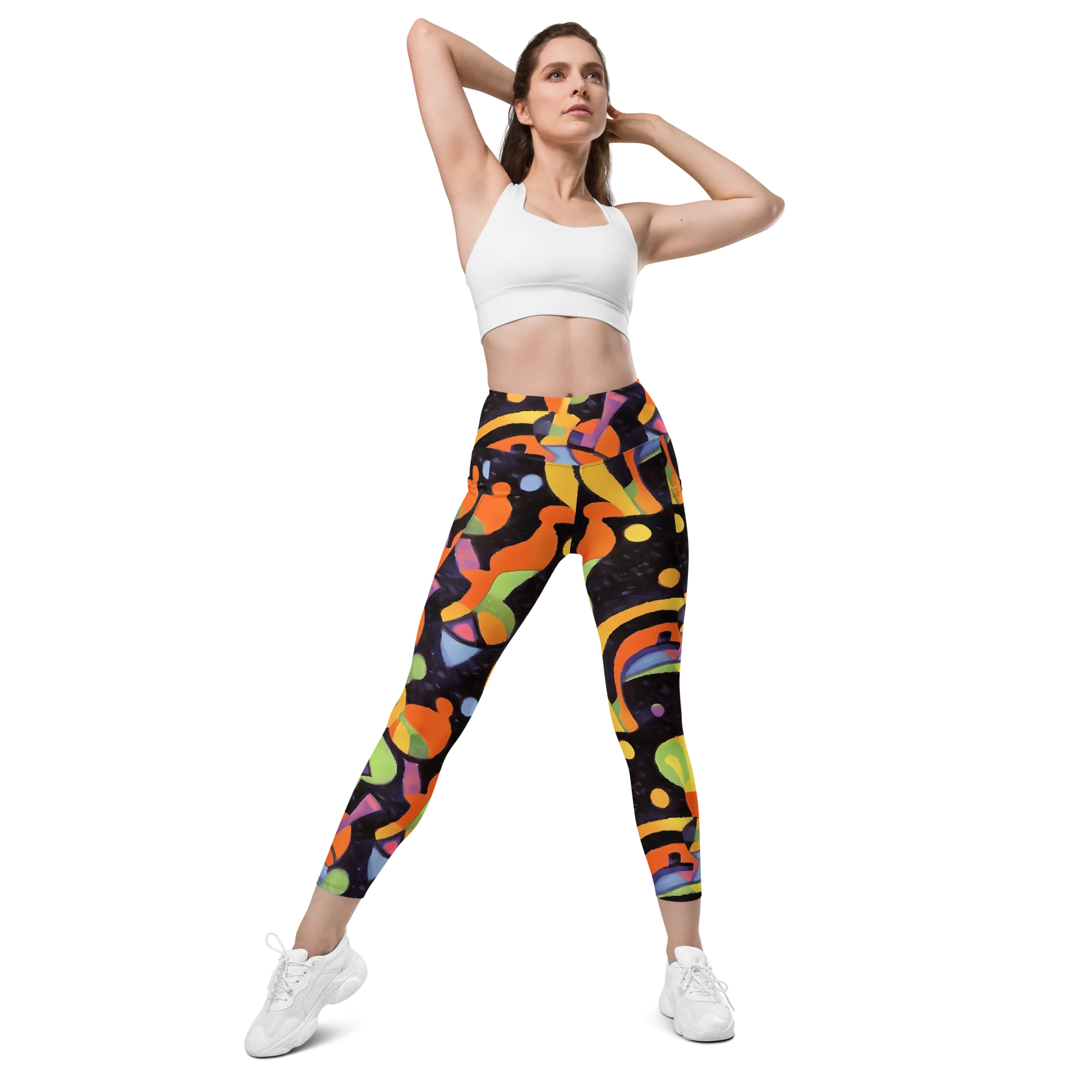 Neon Symphony on Leggings with Pockets — Front