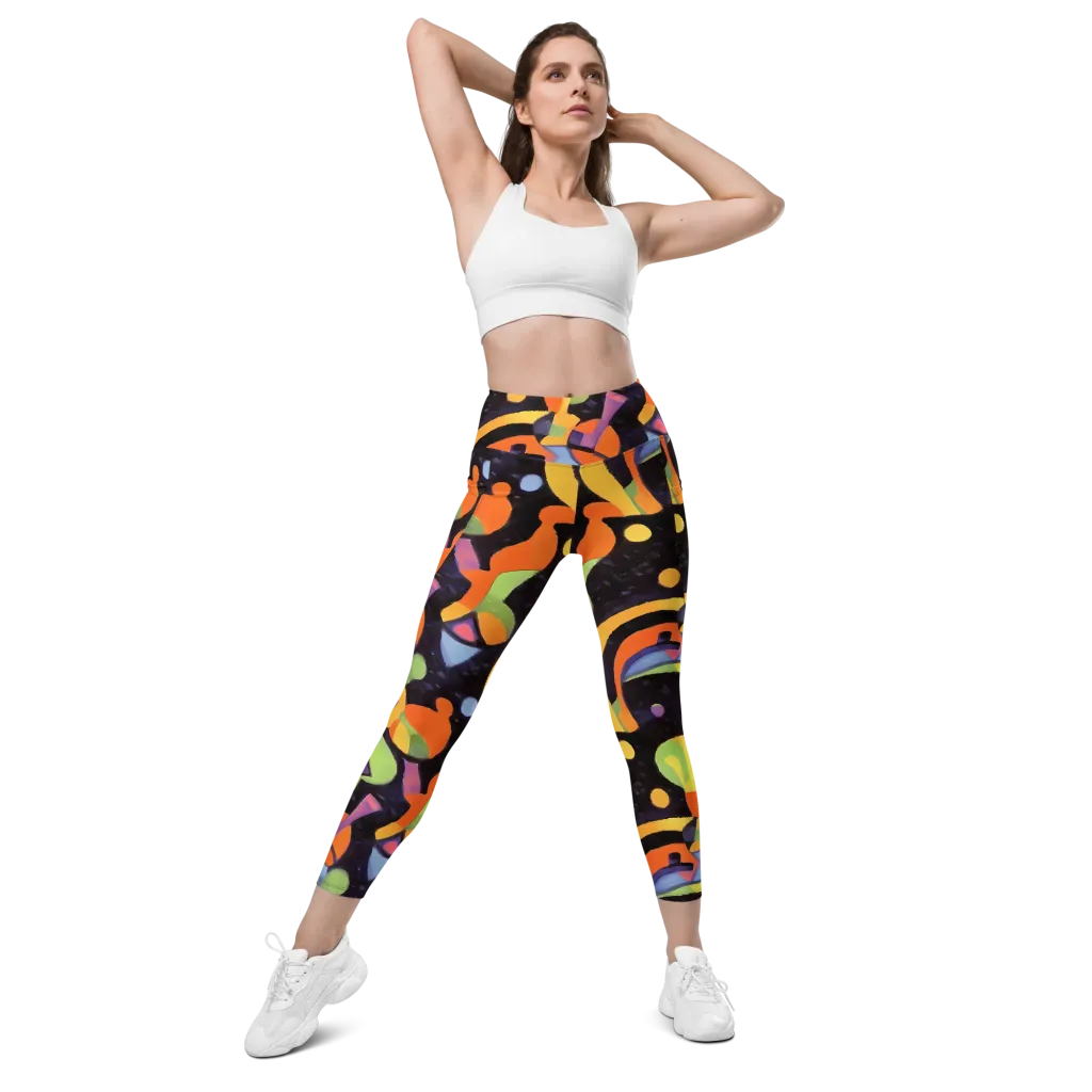 Neon Symphony on Leggings with Pockets — Front