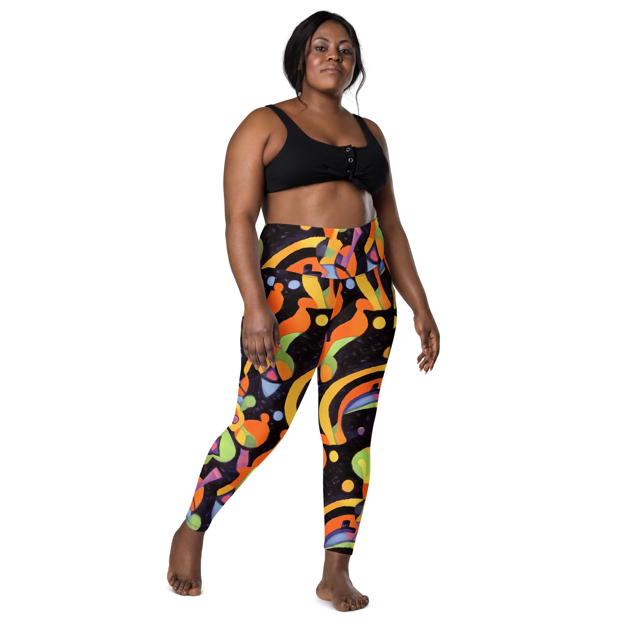Neon Symphony on Leggings with Pockets — Front