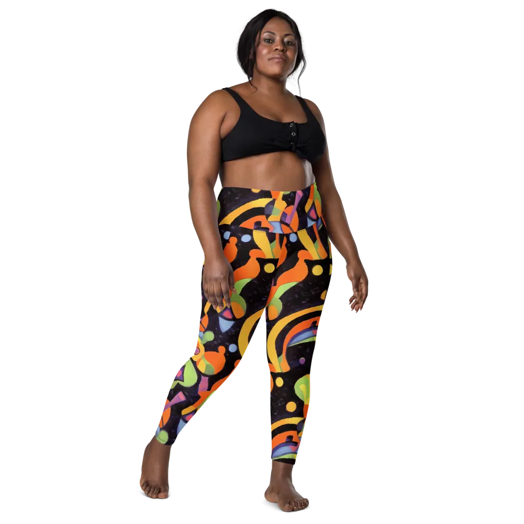 Neon Symphony on Leggings with Pockets — Front