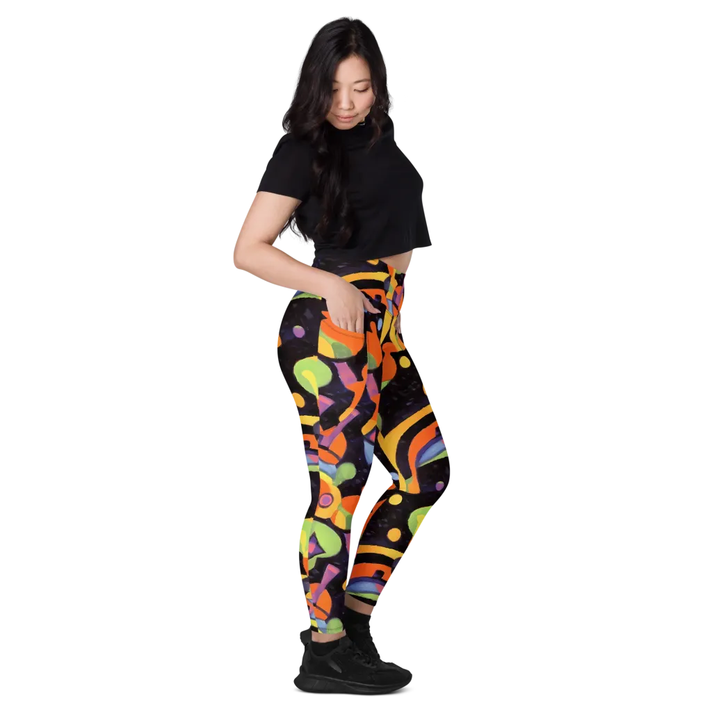 Neon Symphony on Leggings with Pockets — Right